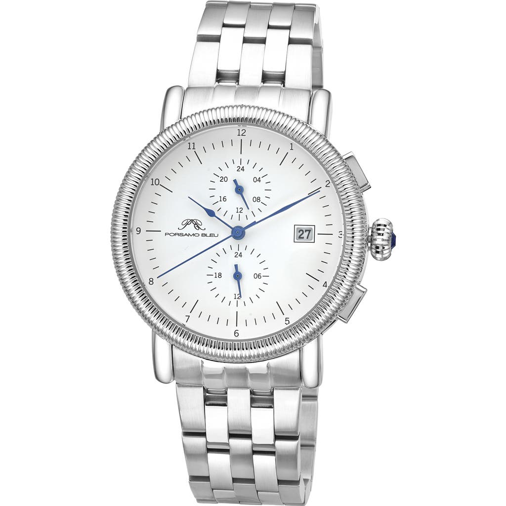 Porsamo Bleu Valor Bracelet Strap Chronograph Watch, 44mm In Silver