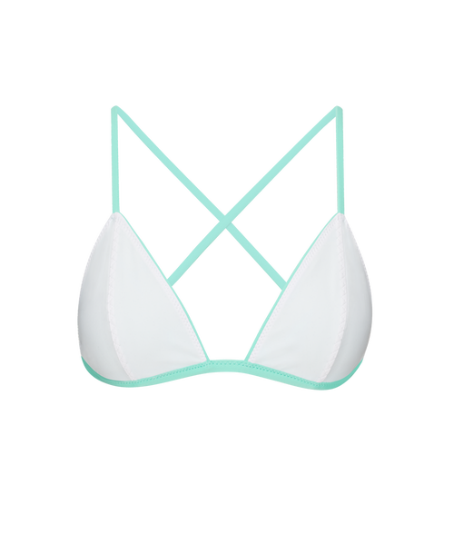 Ansea The Reversible Triangle Top In White/mint