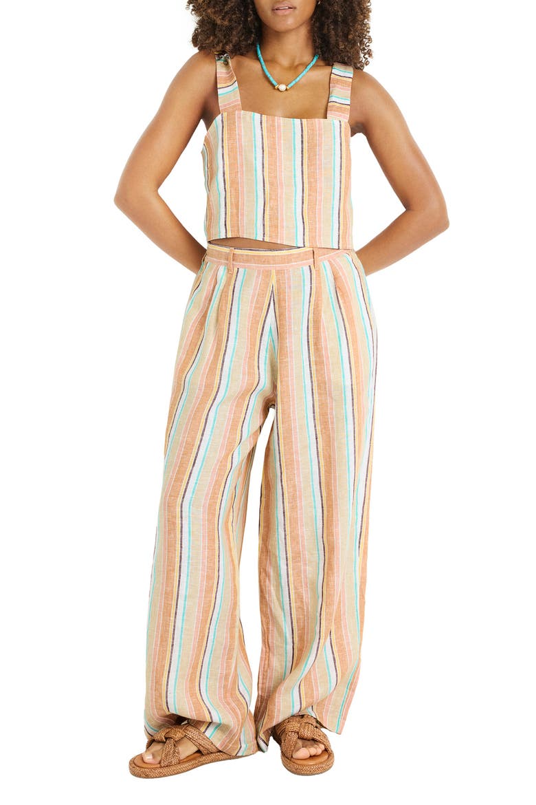 The Getaway Linen Cover-Up Pants, Alternate, color, SAND DUNES STRIPE