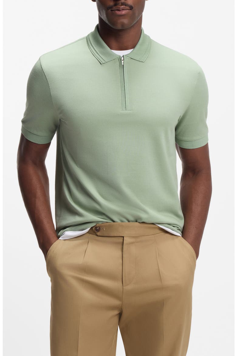 Paras Solid Lyocell & Cotton Zip Polo, Main, color, OPEN GREEN