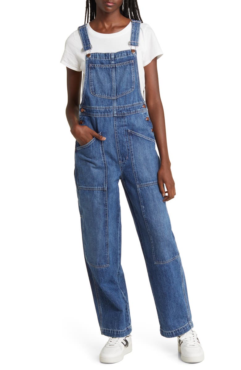 Madewell Oversize Denim Carpenter Overalls, Main, color,