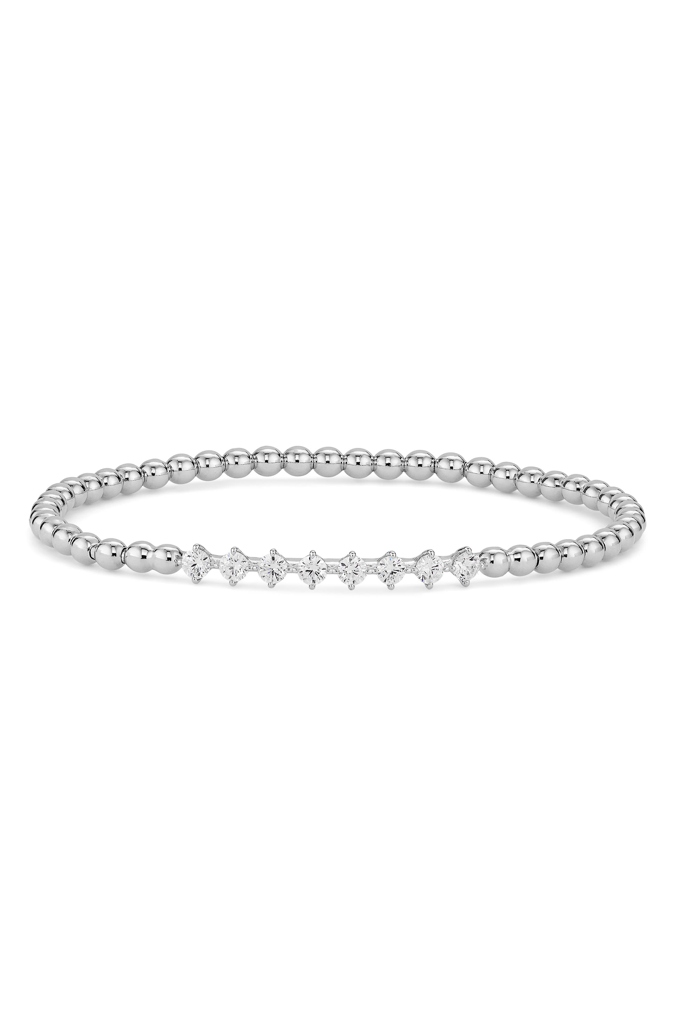 Cubic Zirconia Beaded Stretch Bracelet