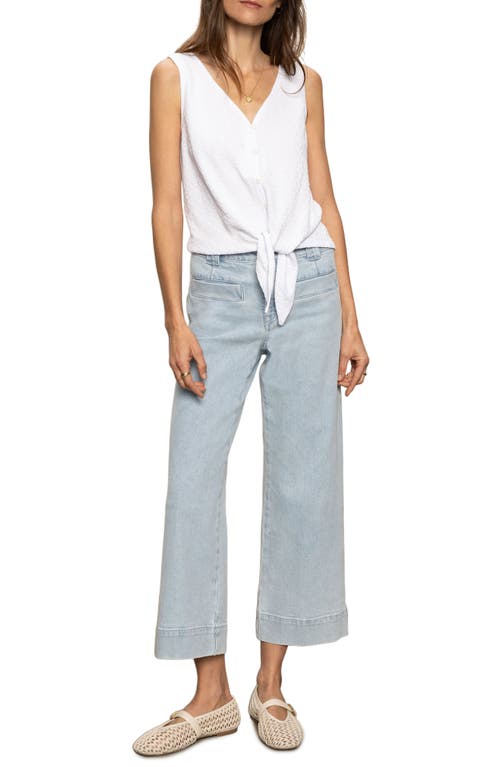 Sanctuary Vacation Textured Tie Front Button-up Tank In White