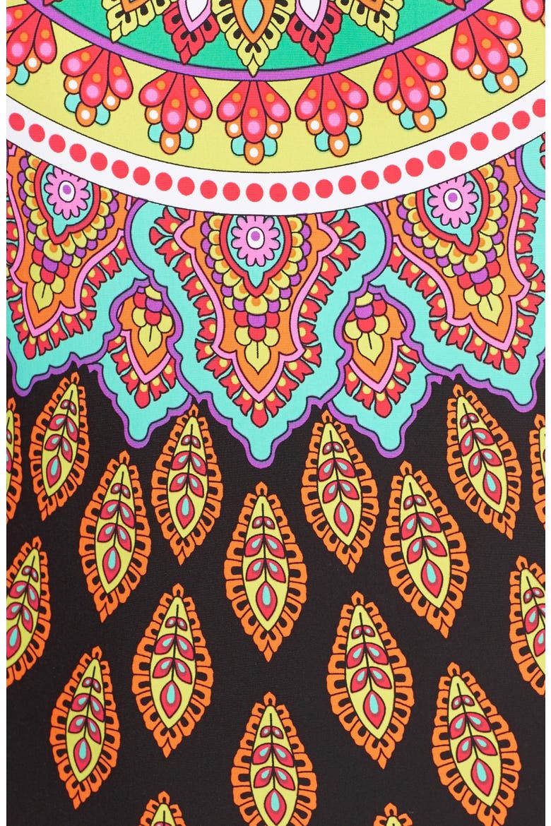'Moroccan Medallion' Print One-Piece Swimsuit, Alternate, color, BLACK MULTI
