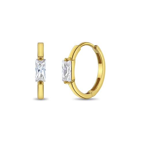 In Season Jewelry 14k Baguette Cut Huggie Earrings in Gold at Nordstrom
