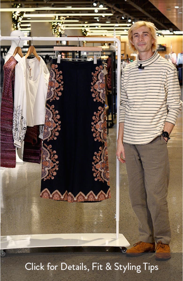 Martin Medallion Print Cotton & Linen Wide Leg Pants, sales video thumbnail