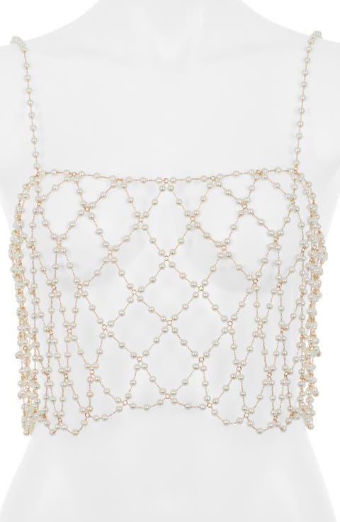 Imitation Pearl Cropped Camisole