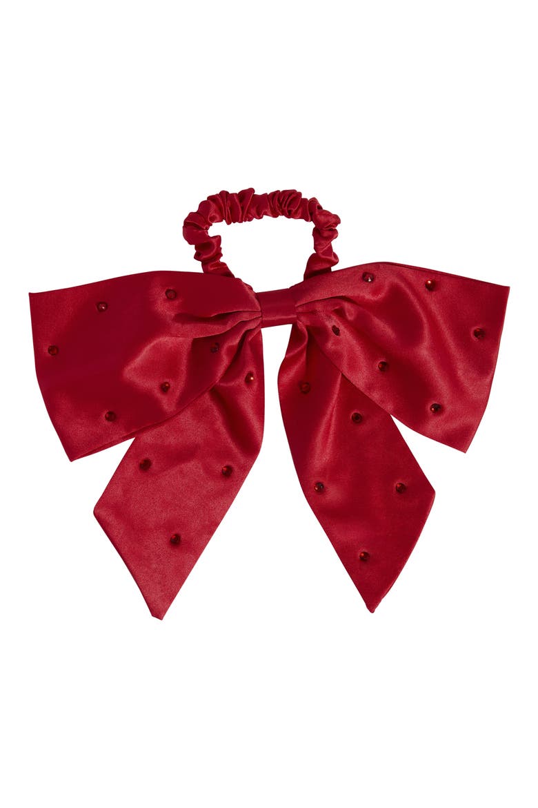 Satin Rhinestone Bow Scrunchie (Limited Edition), Main, color, NO COLOR