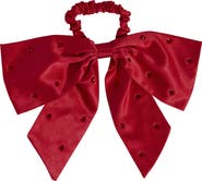 Kitsch Satin Rhinestone Bow Scrunchie