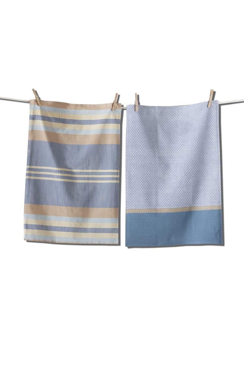 tag Waterside Stripe Blue Cotton Dishtowel Set of Two, Main, color, Blue