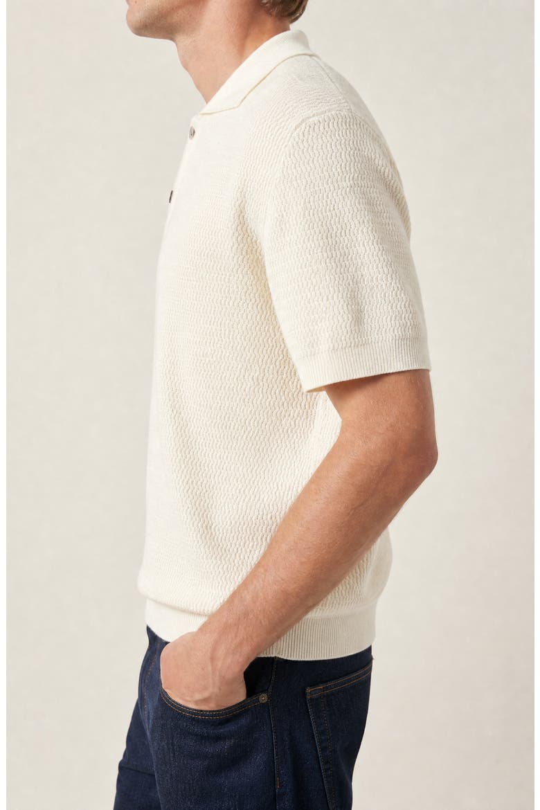 Textured Knit Short Sleeve Polo Shirt, Alternate, color, White