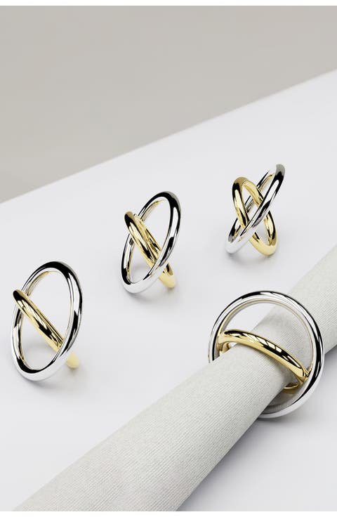 Set of 4 Mixed Metal Napkin Rings