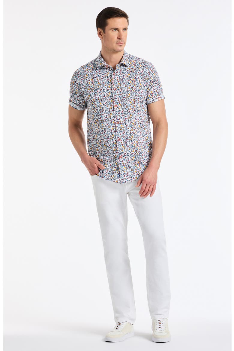 Summer Sails Short Sleeve Cotton Button-Up Shirt, Alternate, color, WHITE