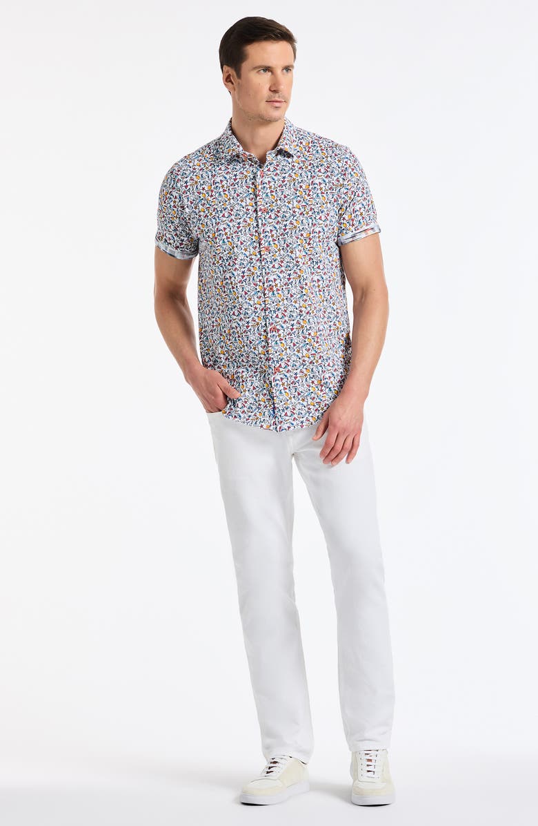Robert Graham Summer Sails Short Sleeve Cotton Button-Up Shirt, Alternate, color, White