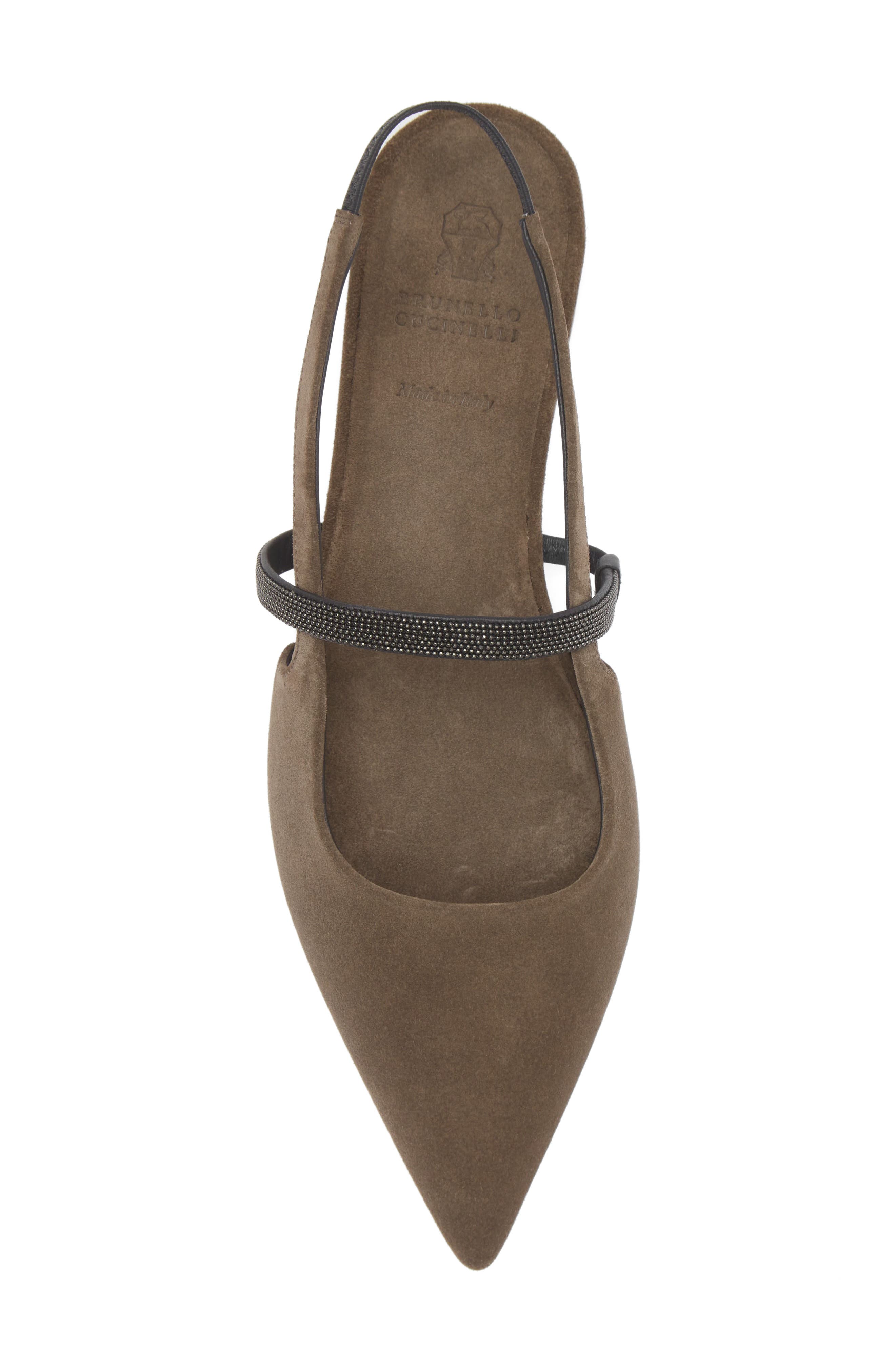 Brunello Cucinelli Monili Pointed Toe Slingback Flat, Alternate, color, C8769 Torba