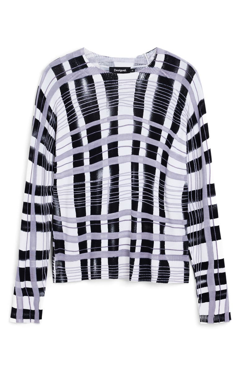 Desigual Stripe Crewneck Sweater, Alternate, color, Black