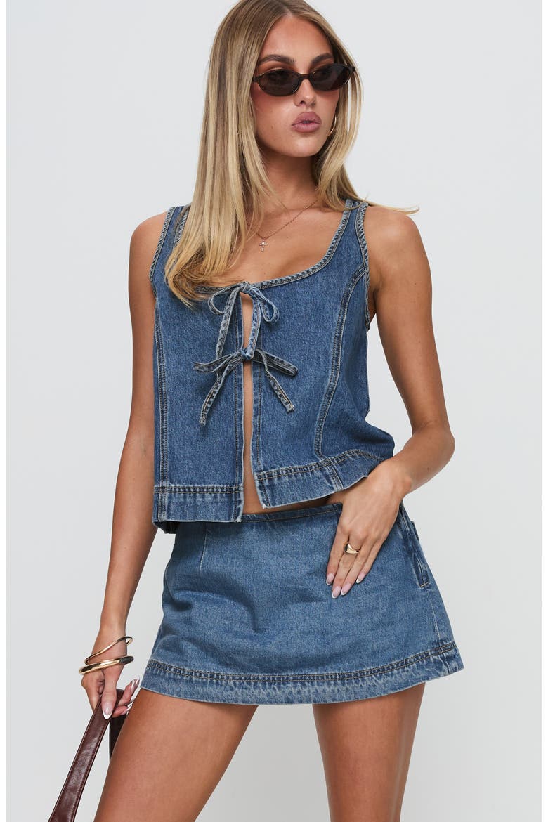 Stefenie Denim Miniskort, Alternate, color, MID WASH