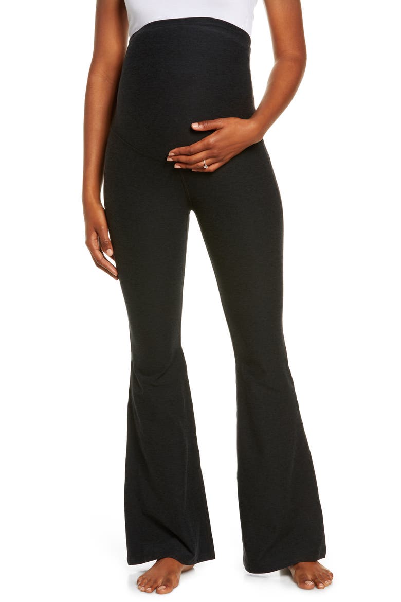 High Waist Flare Maternity Pants, Main, color, DARKEST NIGHT