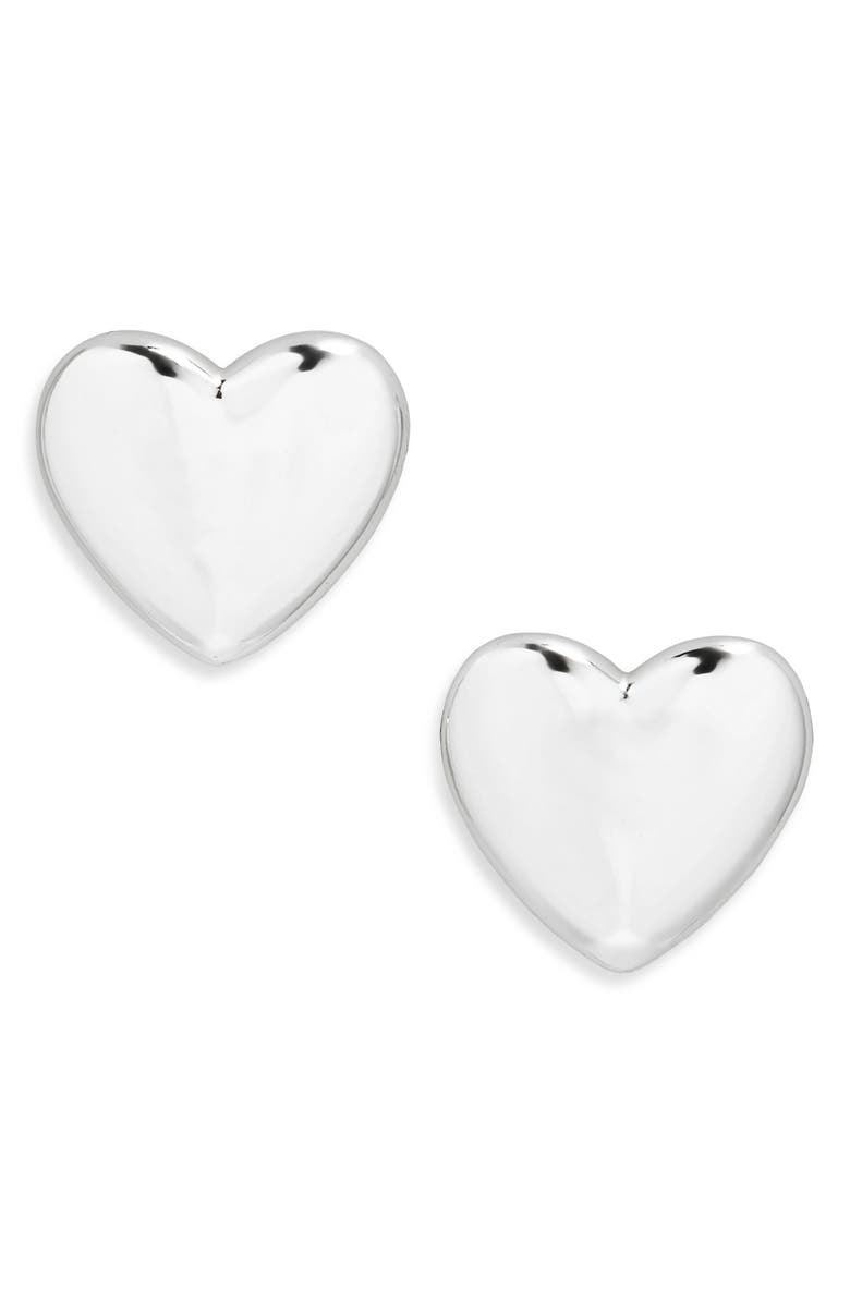 ARGENTO VIVO Heart Stud Earrings, Main, color, Silver