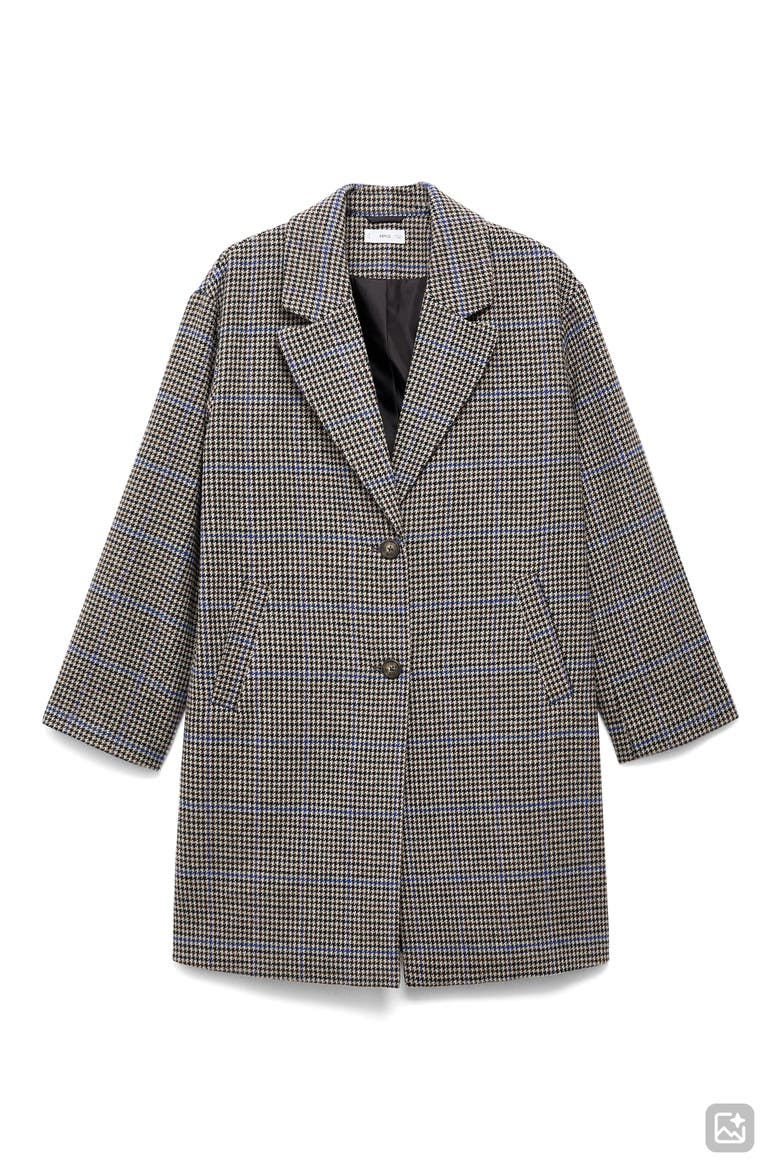 Houndstooth Longline Coat, Alternate, color, BEIGE