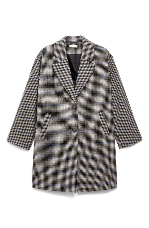 Mango Teen Houndstooth Longline Coat In Neutral