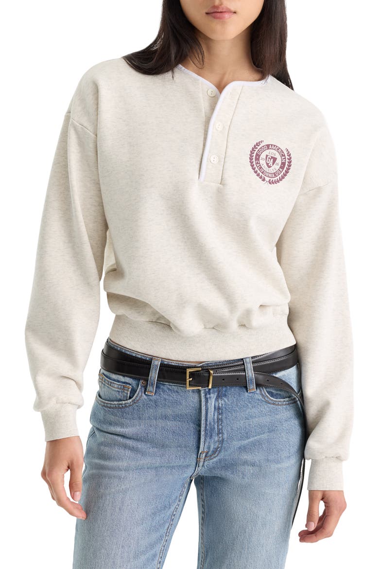 The Brushed Fleece Henley Sweatshirt, Main, color, OATMEAL001