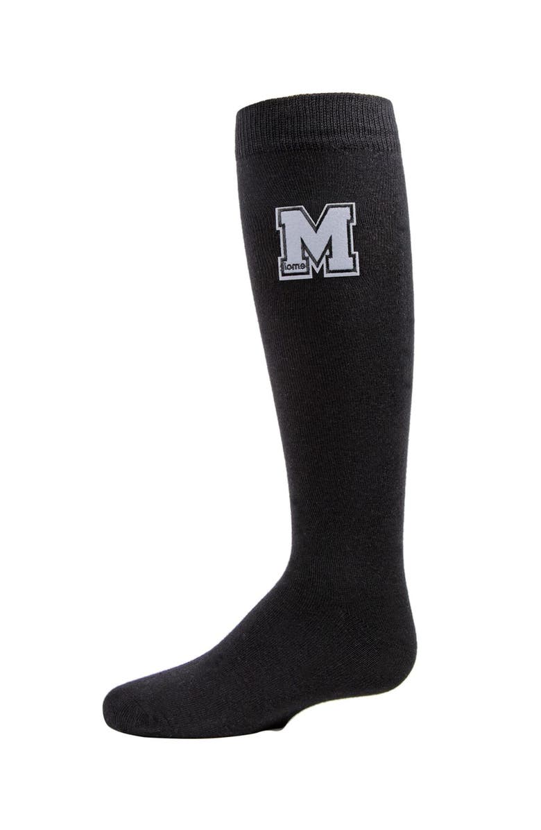 MeMoi Varsity Knee-High Socks, Main, color, Black