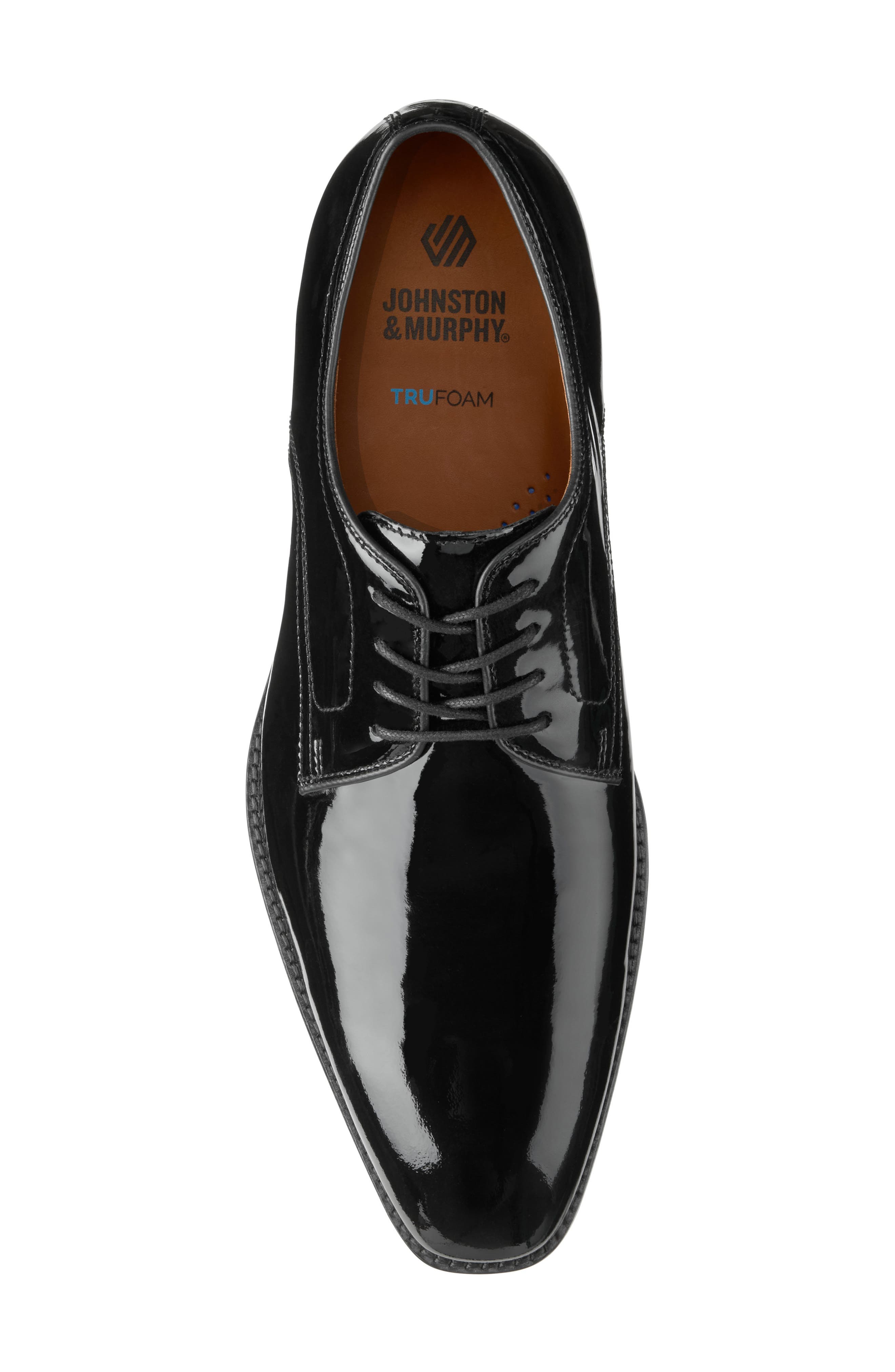 Johnston & Murphy Sullivan Plain Toe Derby, Alternate, color, Black Italian Patent Calfskin