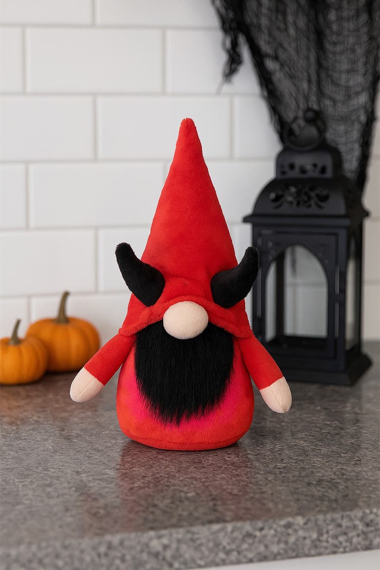 Cute Evil Halloween Decorative LED Gnome, Alternate, color, Red