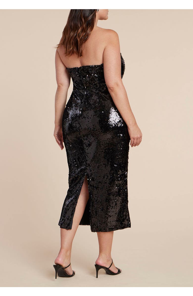 ELOQUII Corset Bodice Sequin Dress, Alternate, color, Black Onyx