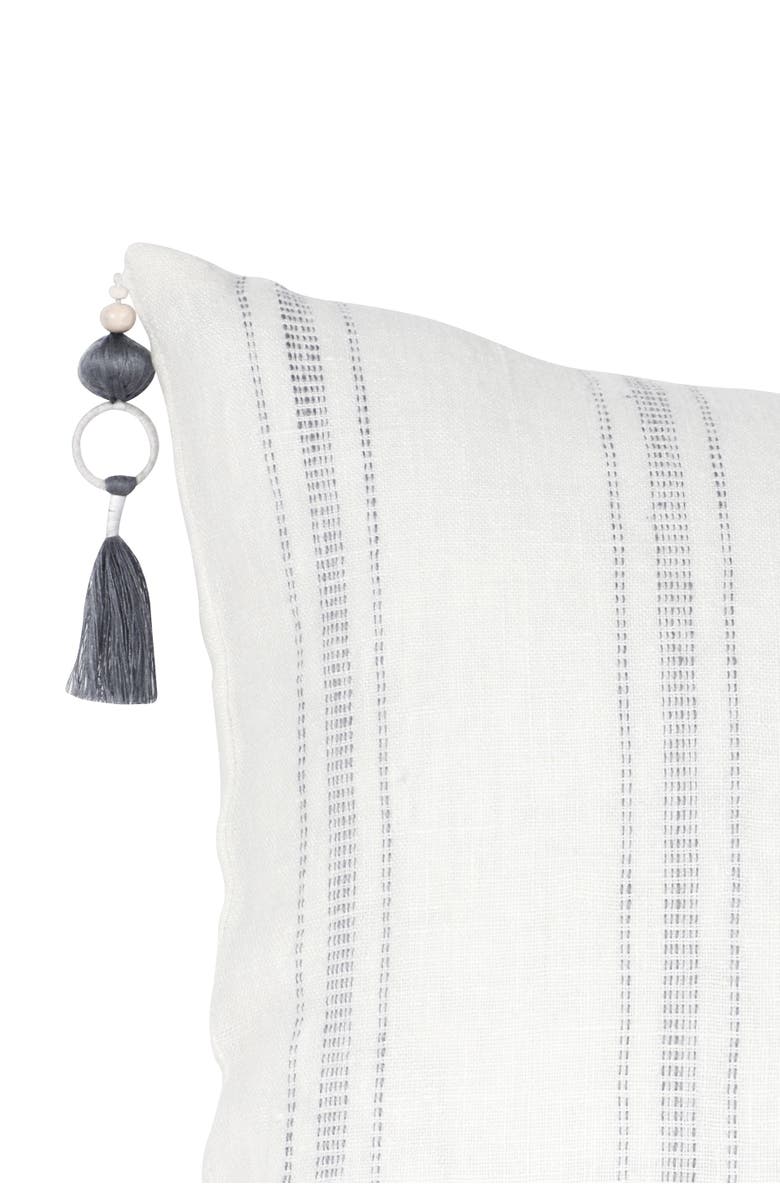 Anaya Petite Beige Stripe Linen Pillow Cover Only, Alternate, color, White With Grey Stripes