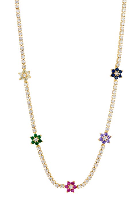 Cubic Zirconia Floral Collar Necklace