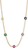 SAVVY CIE JEWELS Cubic Zirconia Floral Collar Necklace