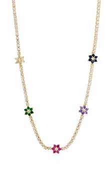 Cubic Zirconia Floral Collar Necklace