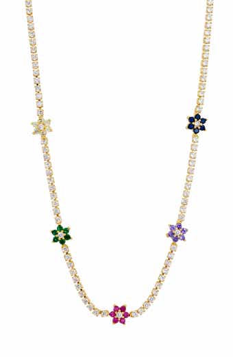 Cubic Zirconia Floral Collar Necklace