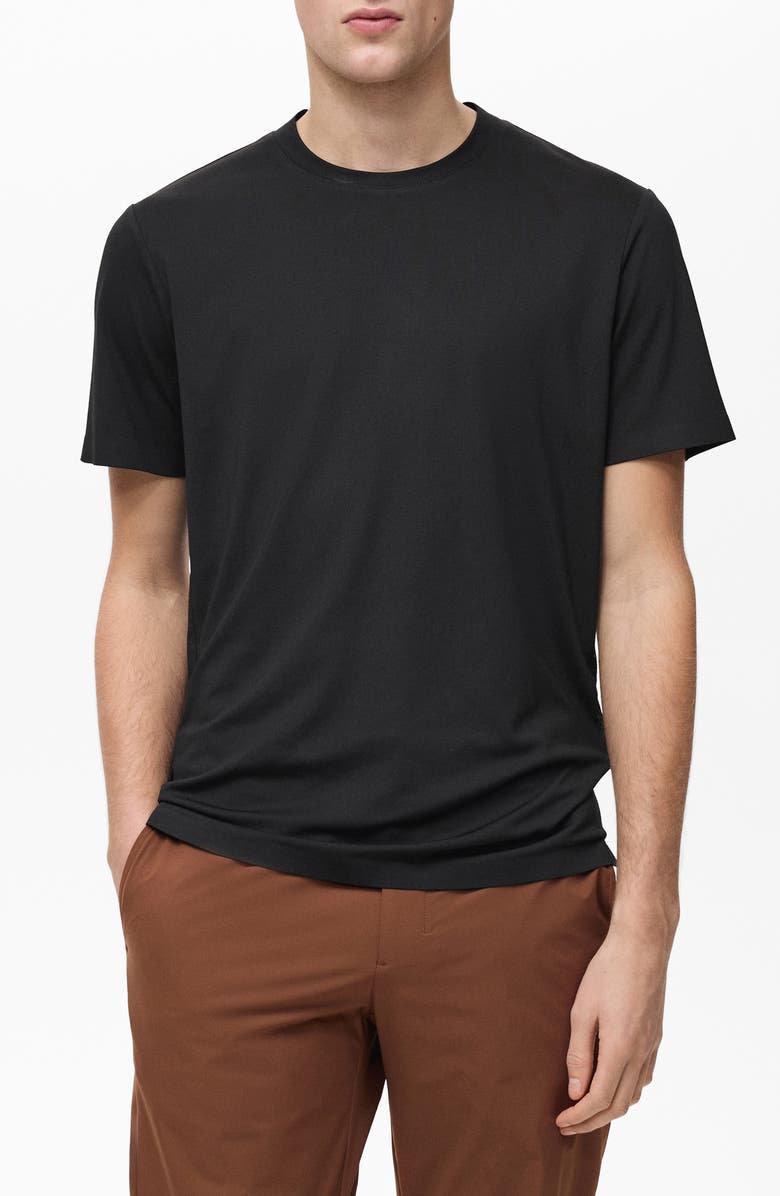 MANGO Thermoregulating Performance Slim Fit Stretch T-Shirt, Main, color, Black