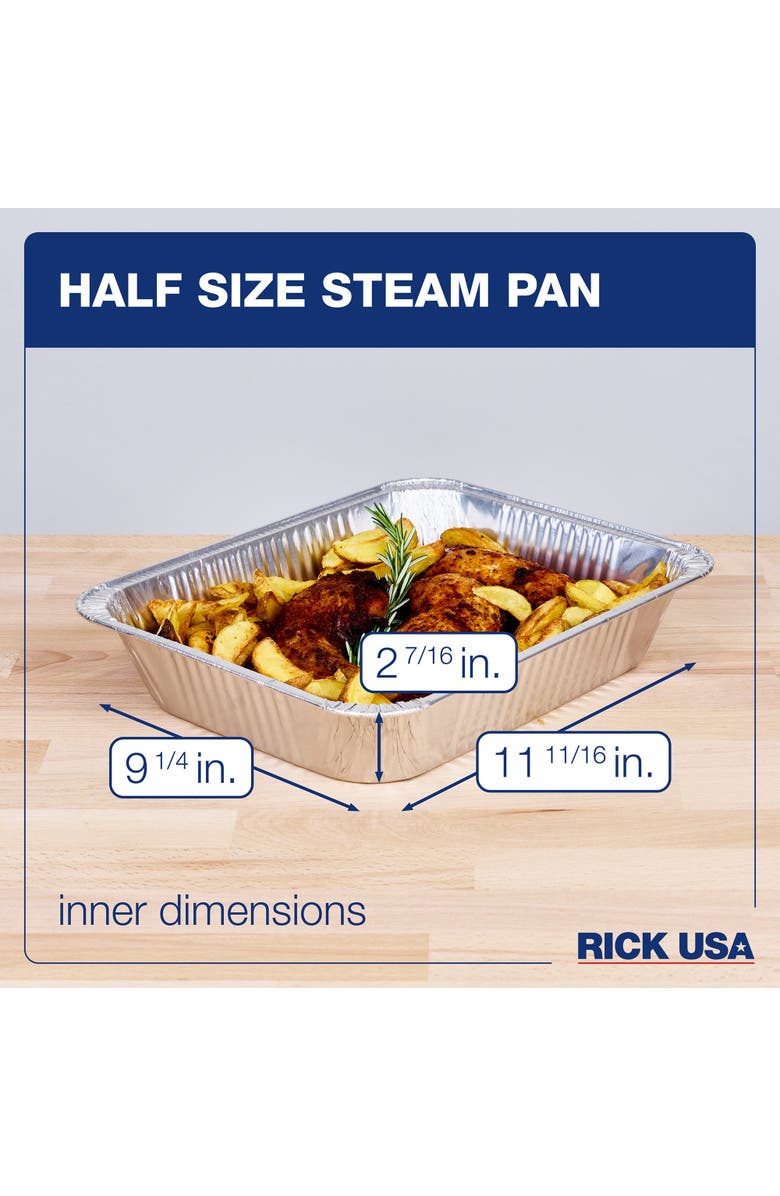 RICK USA Aulminum Half Size Steam Pan, 25 Pack, Alternate, color, Gray