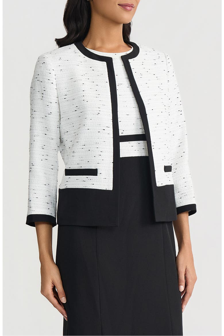 Contrast Trim Cardigan, Alternate, color, LILY WHITE/ BLACK