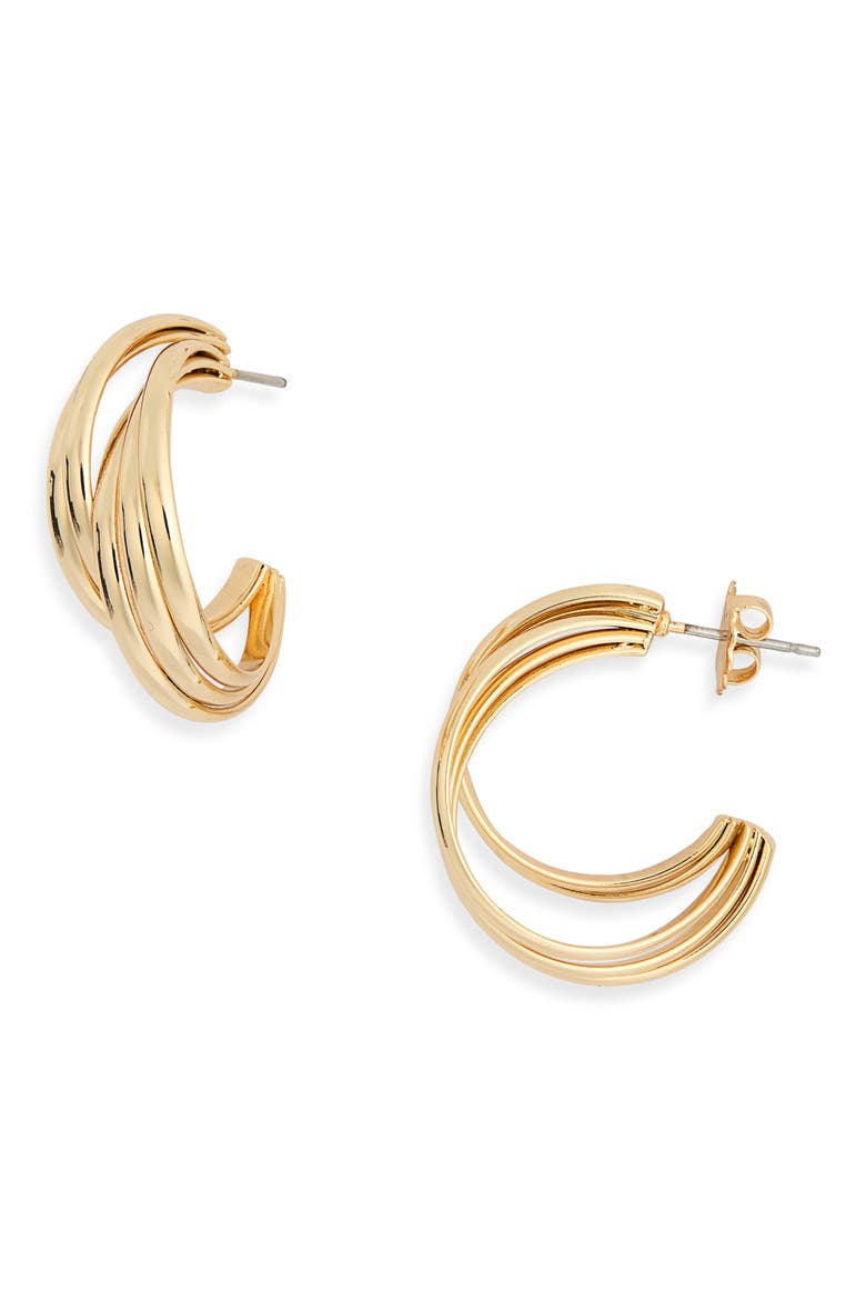 Textured Double Hoop Earrings, Main, color, GOLD