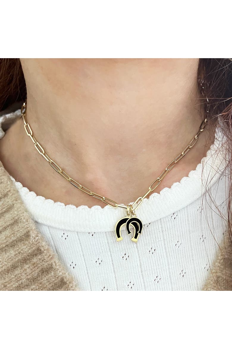 Onyx Horseshoe Charm, Alternate, color, Onyx