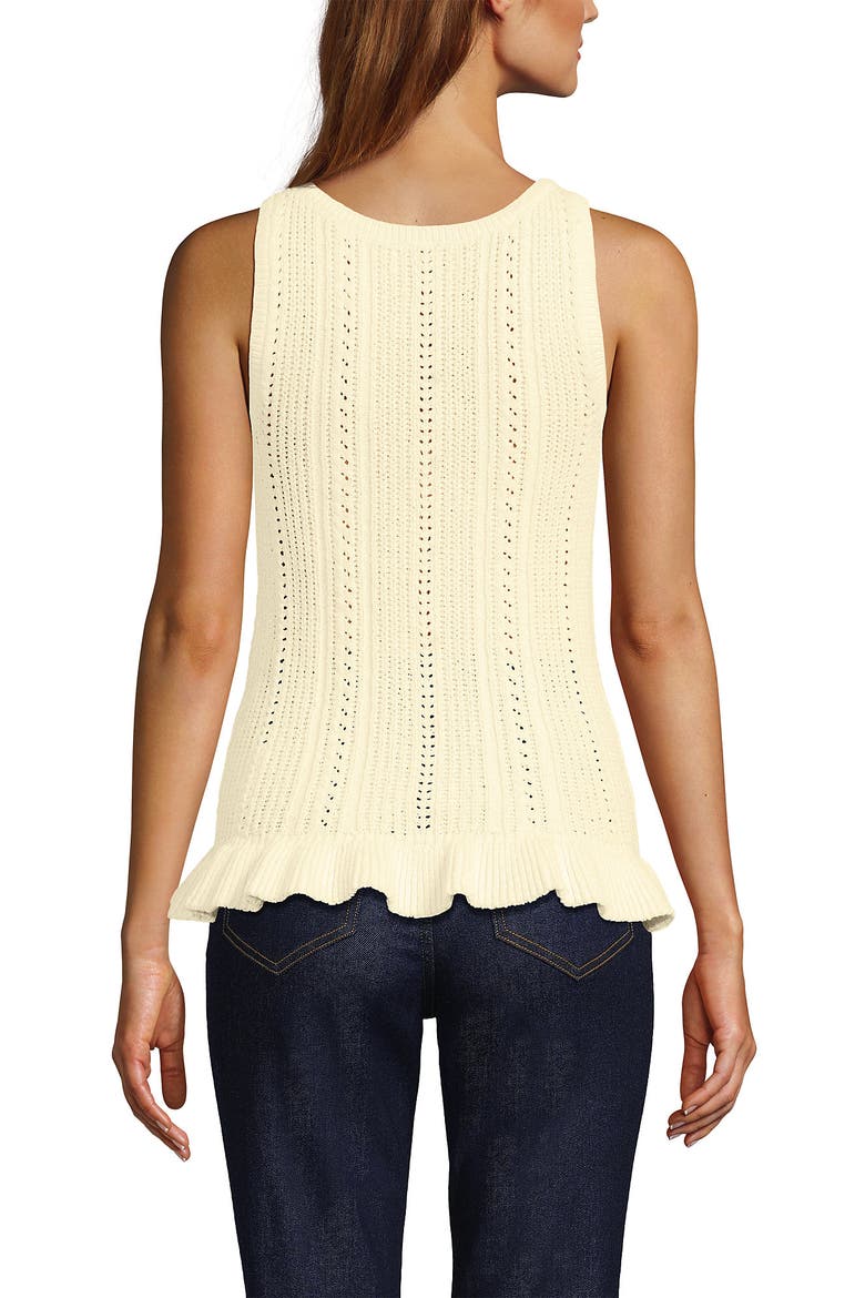 Cotton Boucle Ruffle Hem Sleeveless Sweater, Alternate, color, Fresh Ivory