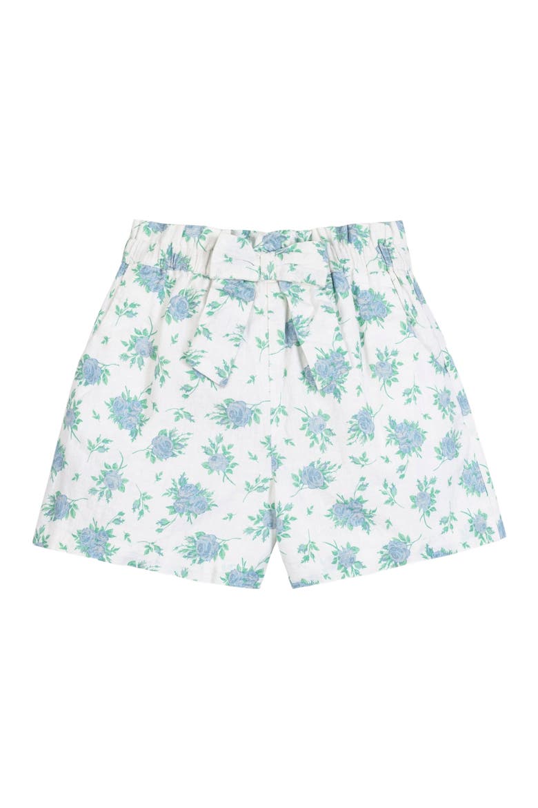 Girls' Pull-On Cinched Waist Linen Short, Kids, Alternate, color, Coastal Cottage Floral