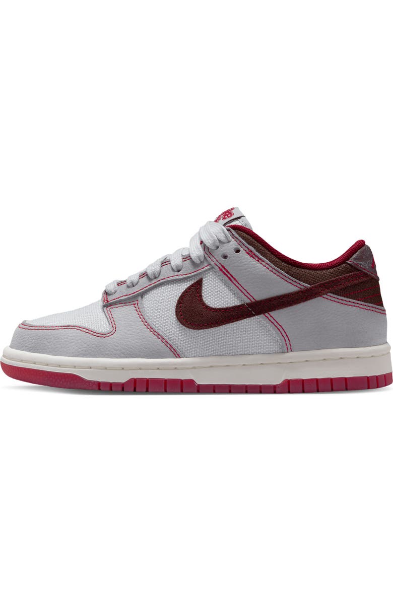 Nike Kids' Dunk Low Basketball Sneaker, Alternate, color, Platinum/ Grey/ Red/ Burgundy