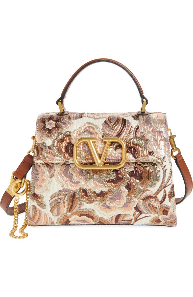 Valentino Garavani Small VSling Quilted Metallic Jacquard Top Handle Bag, Main, color,