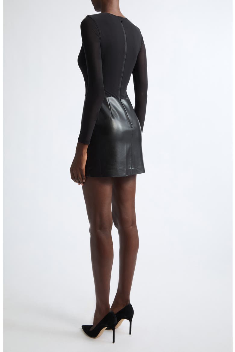 Sydney Faux Leather Minidress, Alternate, color, BLACK