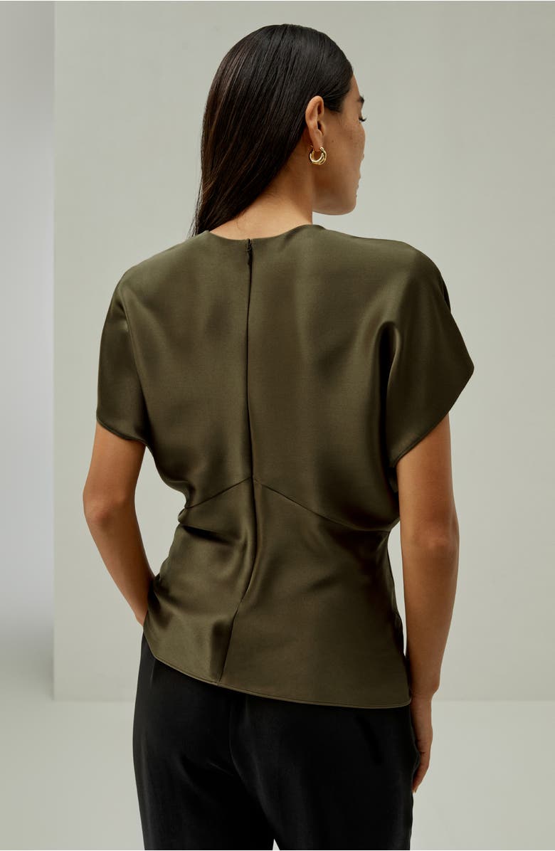 Lilysilk Women's Short Batwing Sleeve Silk Contour Top, Alternate, color, Pine