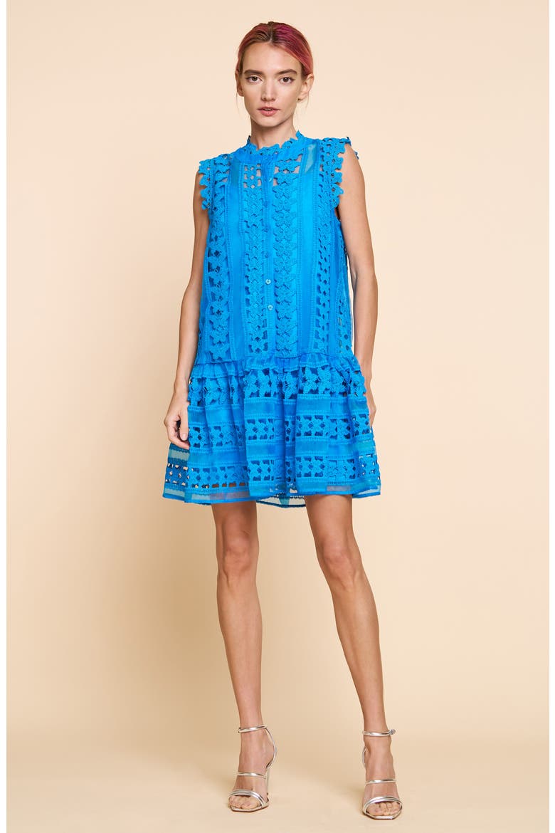 Cara Butterfly Lace Shift Dress, Alternate, color, BLUE