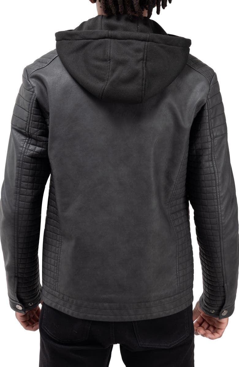 XRAY Faux Shearling Lined Faux Leather Racing Jacket, Alternate, color, Steel