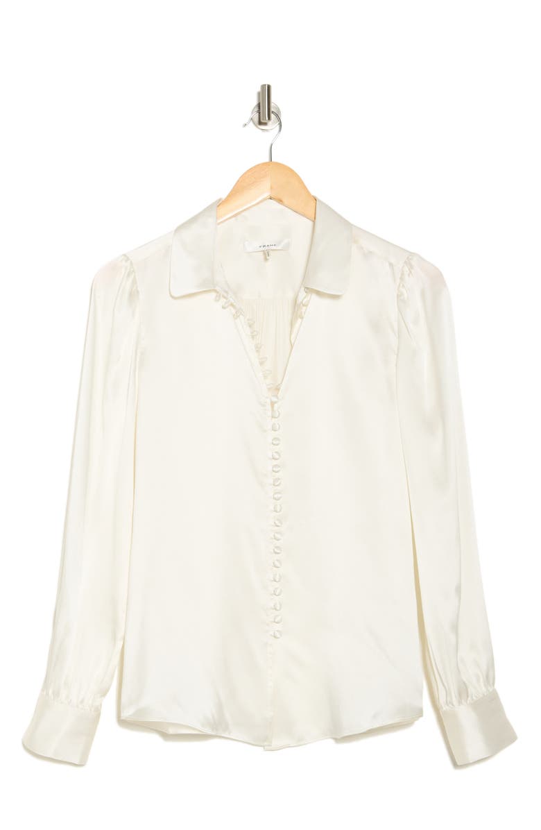 FRAME Round Collar Button Front Shirt, Alternate, color, Cream
