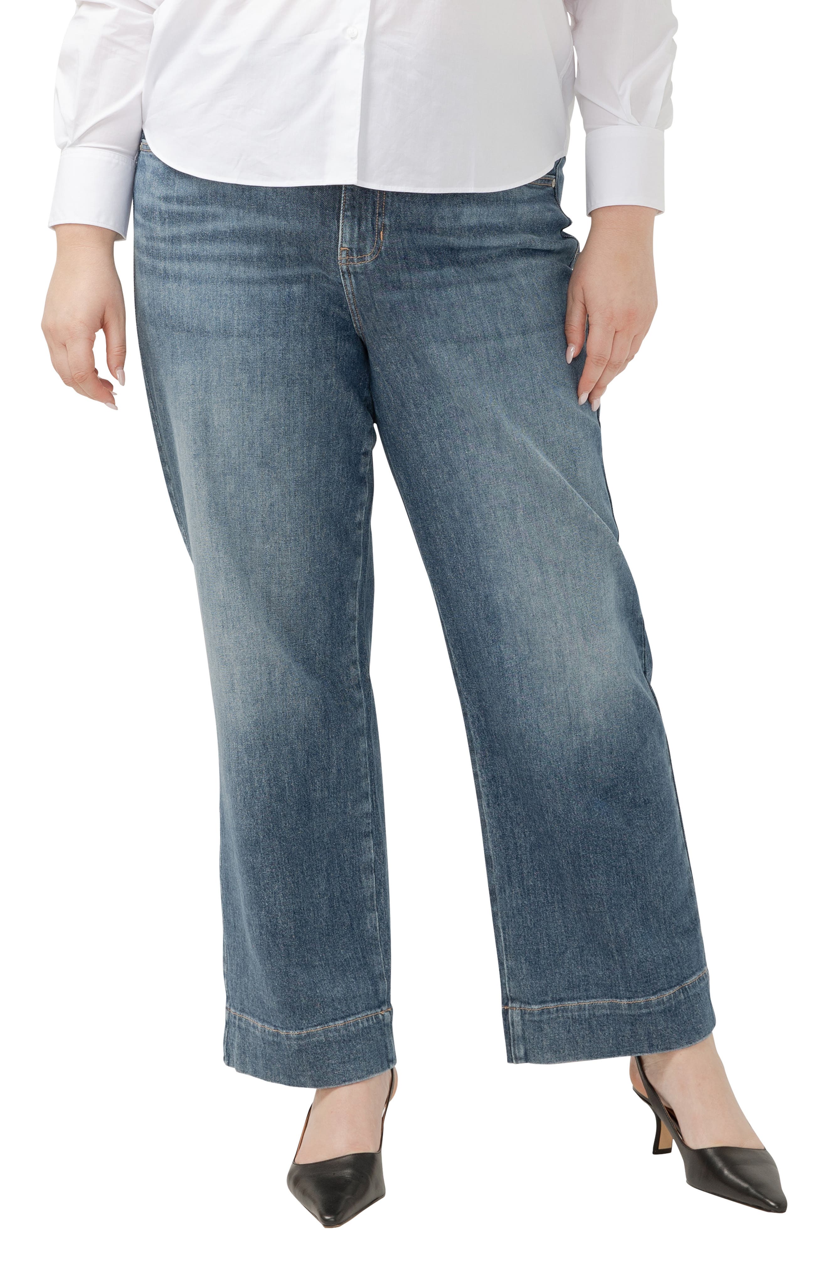 JAG Sophia High Waist Ankle Wide Leg Jeans in Eiffel Blue 